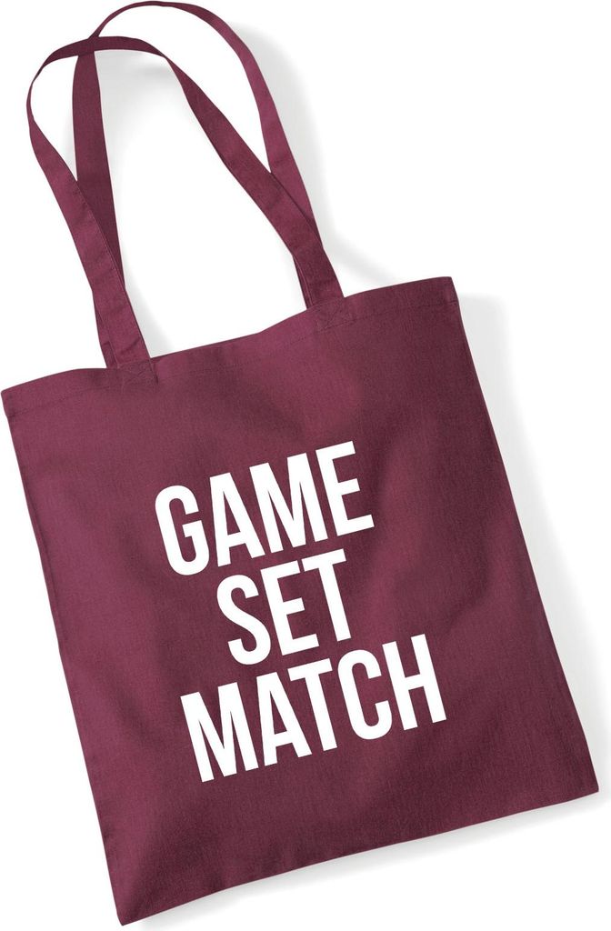 Huuraa Jutebeutel Game set match Tennis 10 Liter Burgundy Baumwolle Tasche Geschenkidee