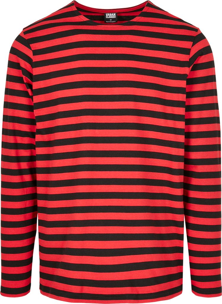 Urban Classics Langarmshirt Herren Regular Stripe Longlseeve rot/schwarz XXL