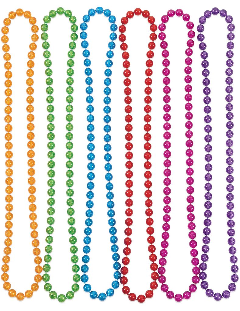 Perlenketten Party-Accessoire 6 Stück bunt - Einheitsgröße Produktbild 