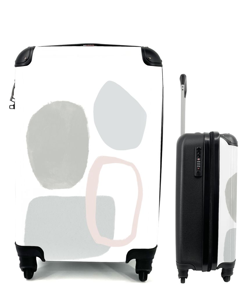 MuchoWow Koffer Handgepäck Trolley Rollkoffer Kleine Reisekoffer mit 4 Rollen - Linienkunst - Abstrakt - Pastell - Cabin Size < 55x40x23 cm & 55...