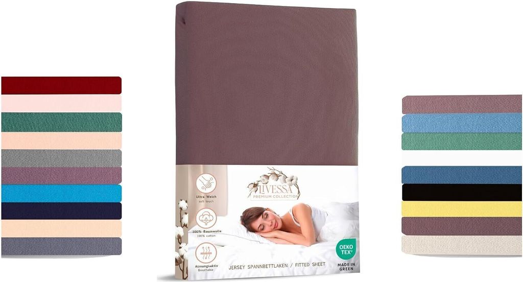 Jersey Spannbettlaken 90x200 cm 100% Baumwolle Taupe Produktbild 