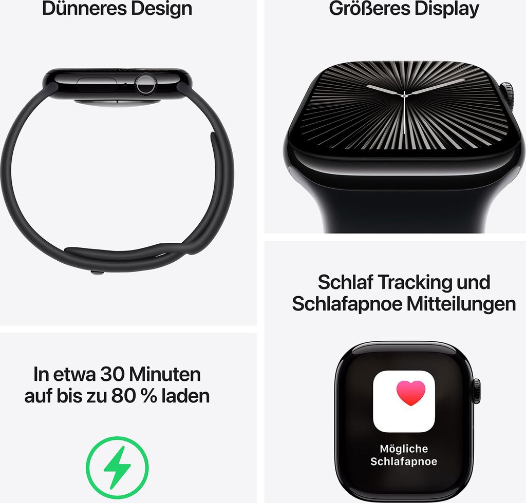 Apple Watch Series 10 42 mm Alu Jet Black Sport S/M Obrázek produktu 5