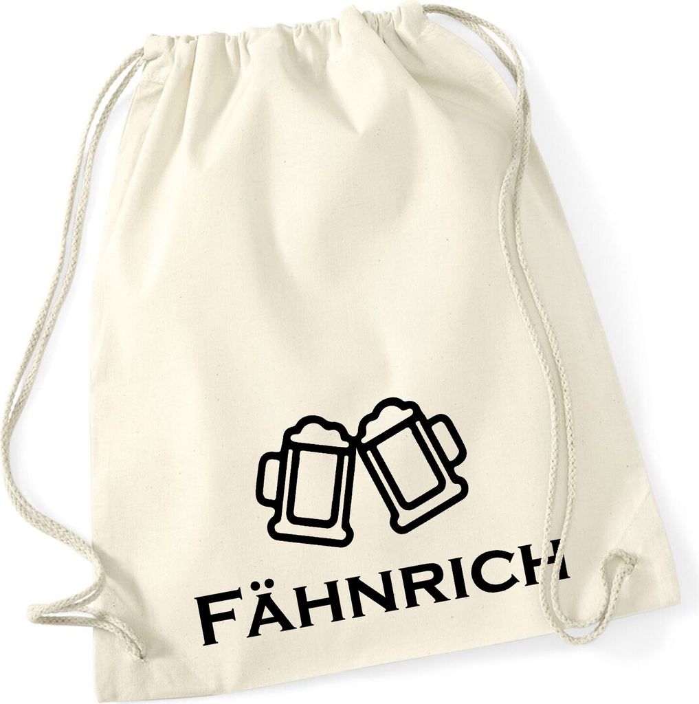 Huuraa Turnbeutel Fähnrich Schützenfest 12 Liter Natural Baumwolle Rucksack Geschenkidee
