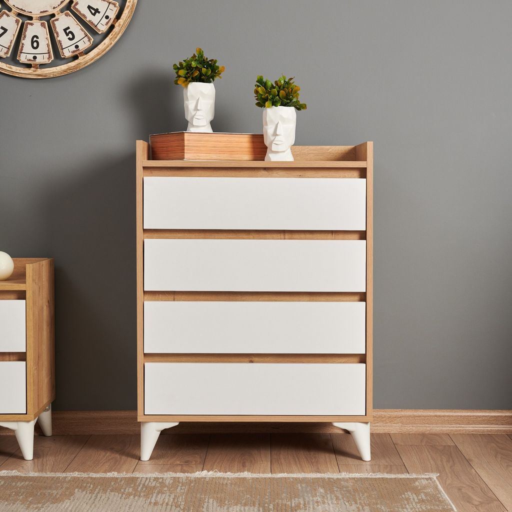 Skye Decor, Tuvalle 040, Kommode, 100 % Melaminbeschichtete Spanplatten, Saphireiche, 70 x 40 x 92 cm