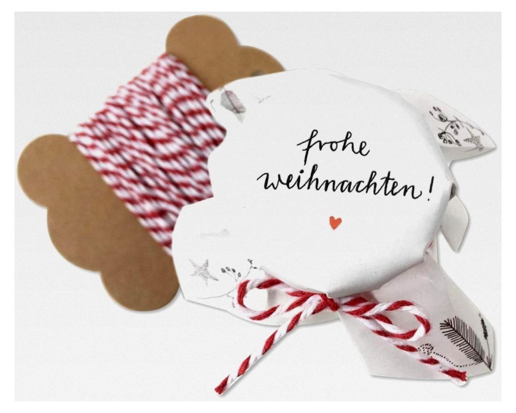 25 MINI Marmeladendeckchen - Frohe Weihnachten - weihnachtliche Gläserdeckchen in Weiß für Marmelade, ideal für kleine Gläser, Recyclingpapier...