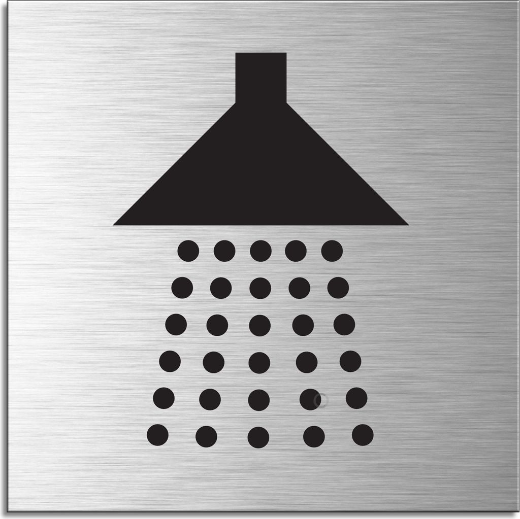 Schild - Dusche | Türschild 120 x 120 mm Aluminium selbstklebend
