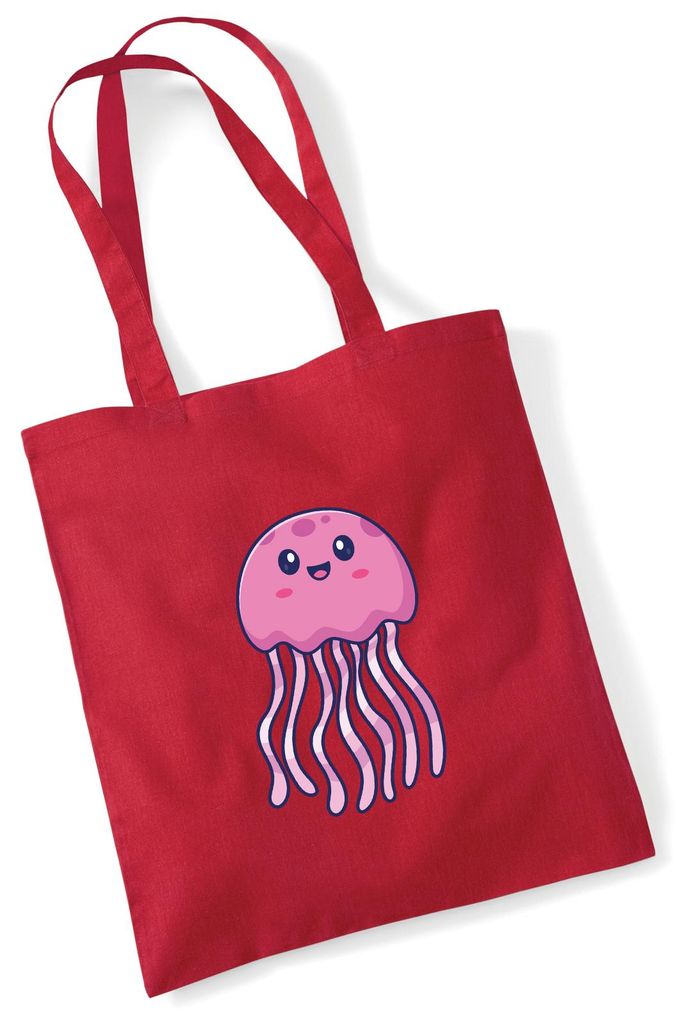 Huuraa Jutebeutel Qualle Comic 10 Liter Classic Red Baumwolle Tasche Geschenkidee