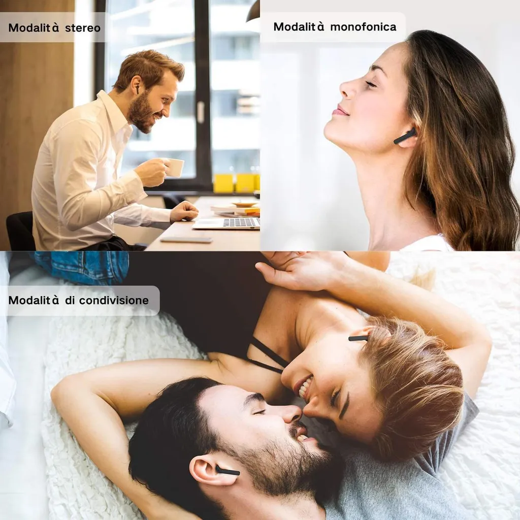 Cuffie Bluetooth Senza Fili Nere - Display LED e Touch Control - 7