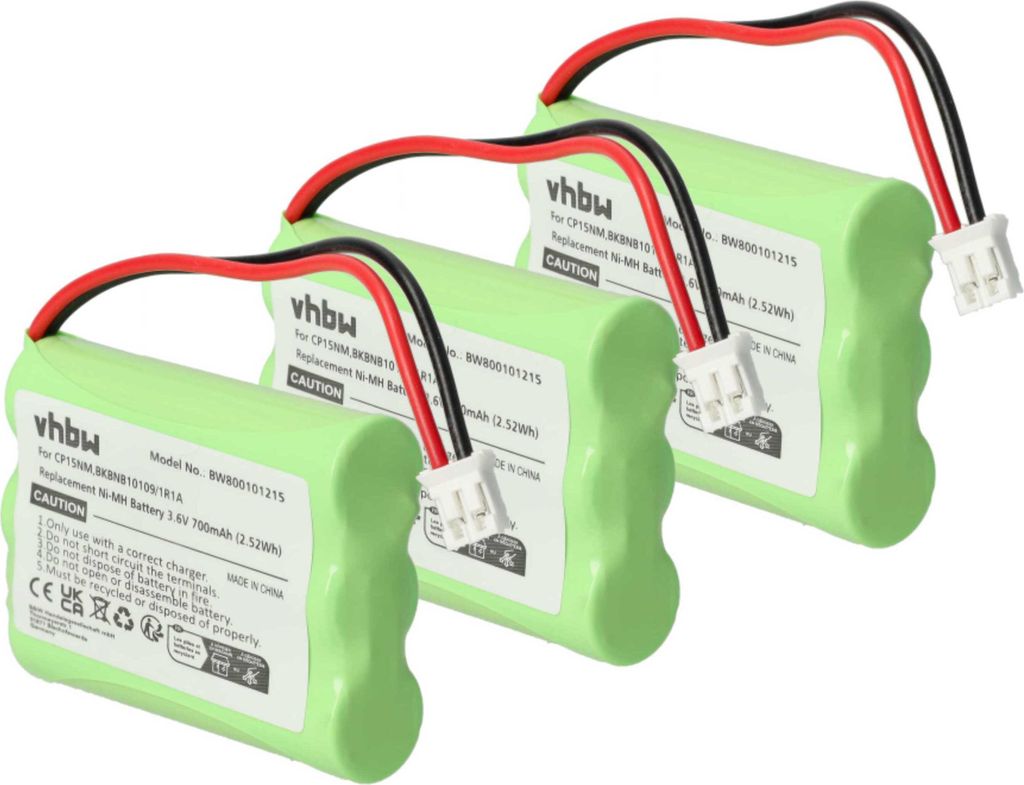 vhbw 3x Akku Ersatz für 525734-001, TFL3X44AAA650-CD77-01B für schnurlos Festnetz Telefon (700 mAh, 3,6 V, NiMH)