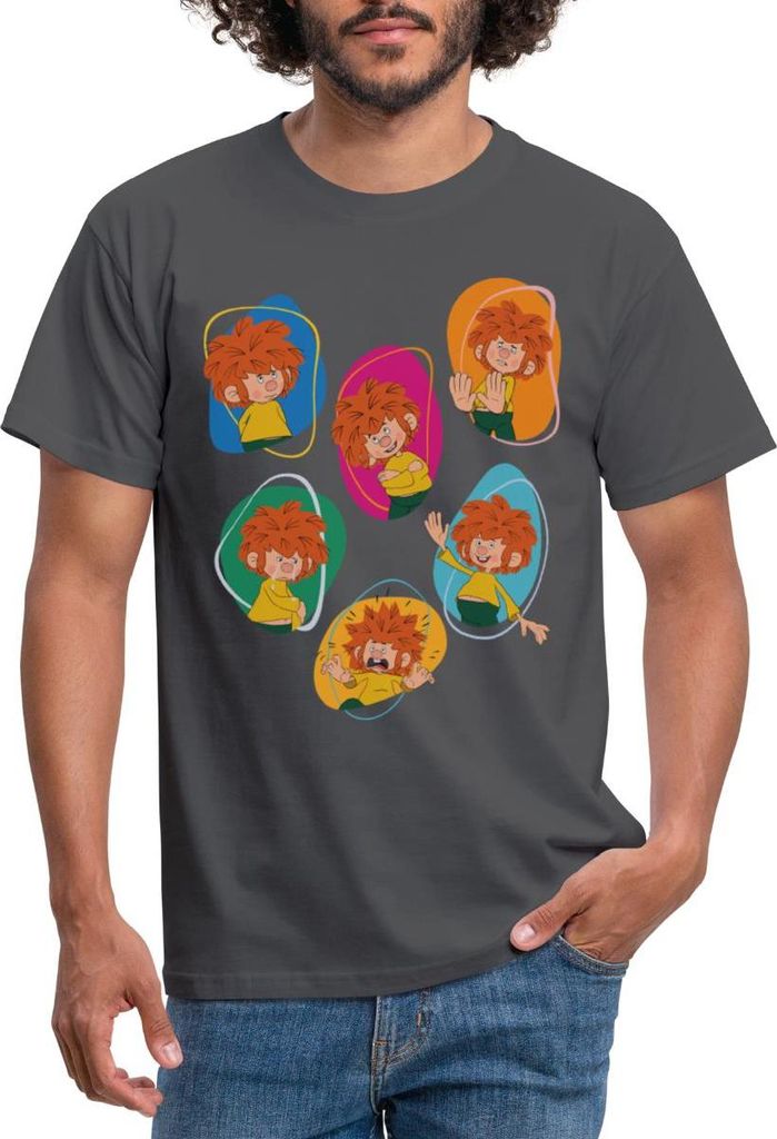Spreadshirt Pumuckl Zeigt Verschiedene Emotionen Männer T-Shirt, S, Anthrazit