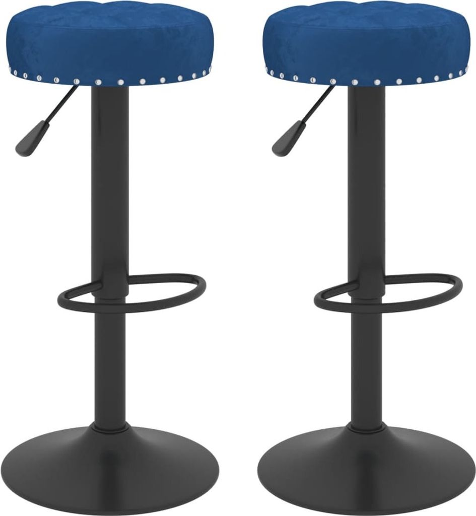 Barhocker 2 Stk. Blau Samt