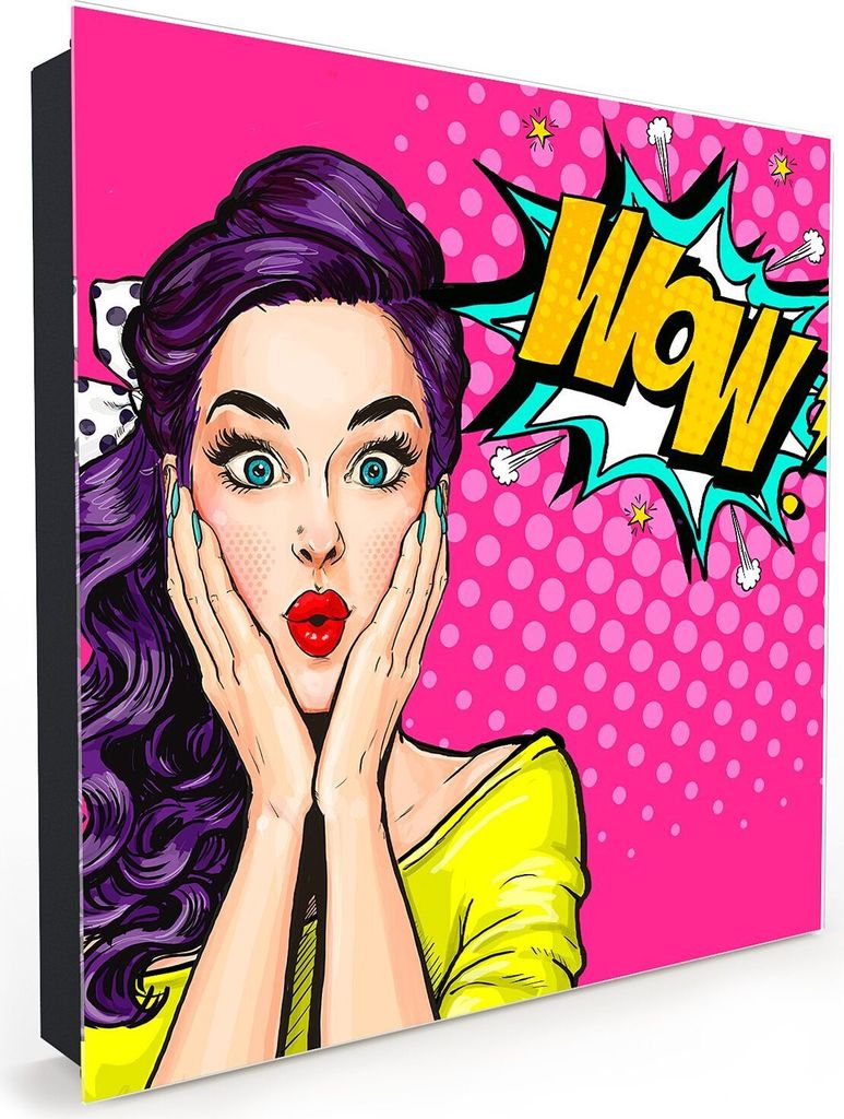 Nachbildung-Schlüsselkasten, Magnetpinnwand und Memoboard mit Glasfront Motiv Pop Art Illustration