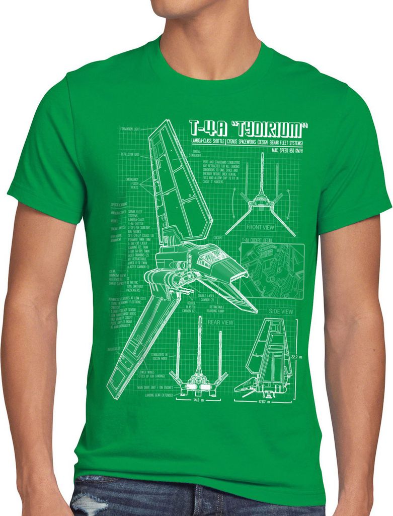 A.N.T. Tydirium Lambda T-4A Shuttle Herren T-Shirt blaupause raumfähre