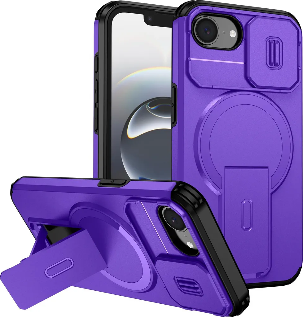 Custodia IPhone 16 Pro Max Defender – Multistrato Antiurto, Grado Militare, Protezione Cadute 20 Piedi, Colore Rosa/Purpura, 6,9 Pollici