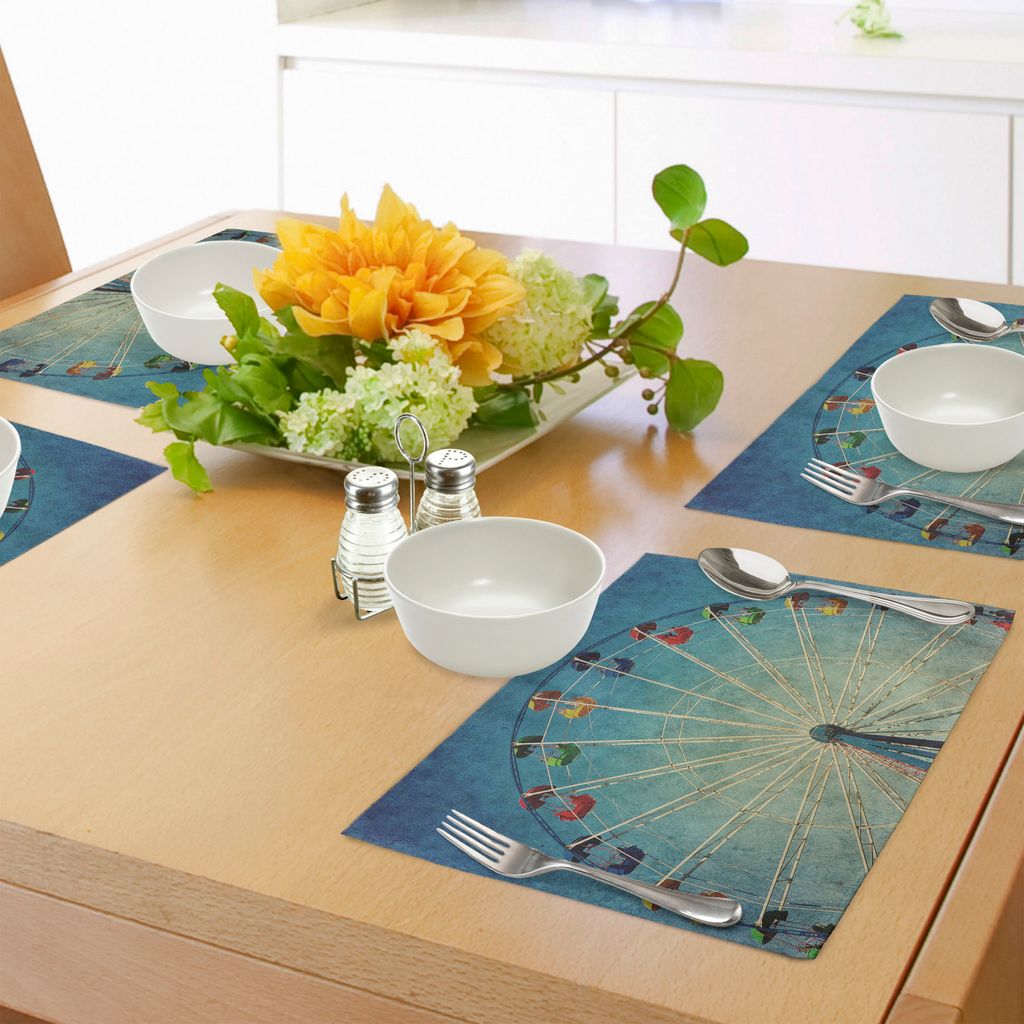 ABAKUHAUS Jahrgang Platzmatten, Riesige vertikale rotierende Riesenrad-Aktivität Up Antique Entertainment Old Days Bild, Tiscjdeco aus Farbfesten ...