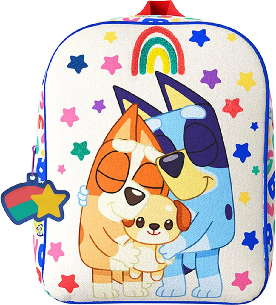 Zaino Asilo Bluey 30cm Rainbow - Resistente e Facile da Pulire
