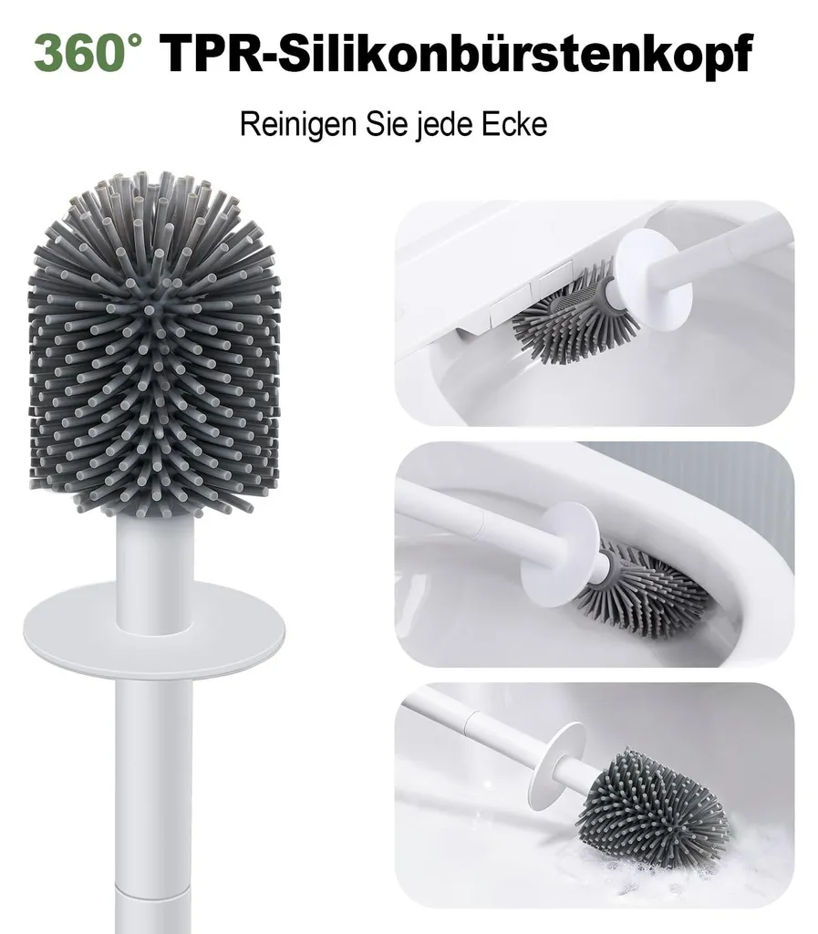 Brosse de toilettes pour petit espace avec fixation murale sans trou - 2