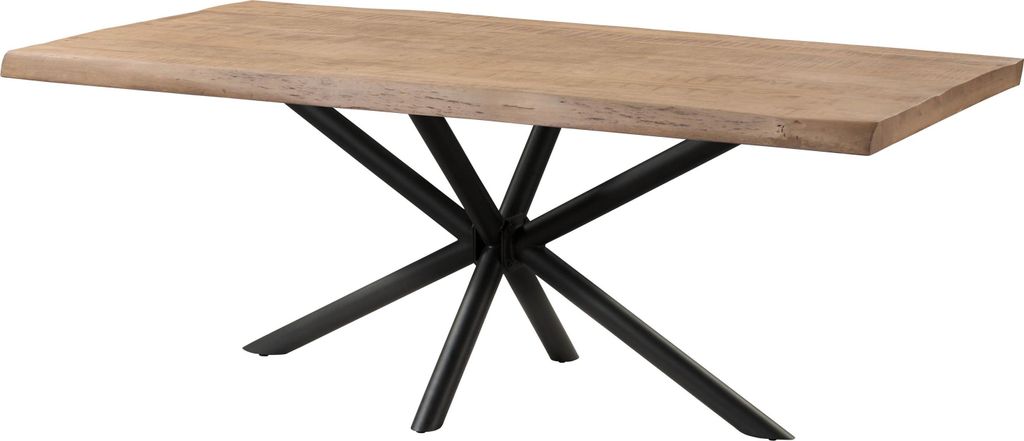 MASSIVMOEBEL24 Baumtisch Mango 220x100x76 beige lackiert / Kreuzgestell anthrazit matt FREEFORM 5