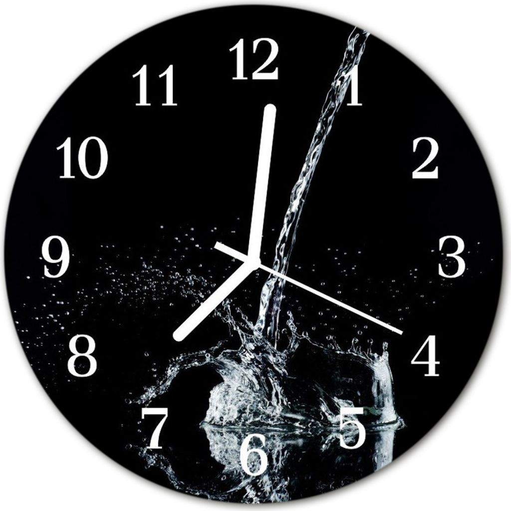 Glasuhr Wanduhr Küchenuhr Echt-Glas 30fi cm Wasser schwarz Produktbild 