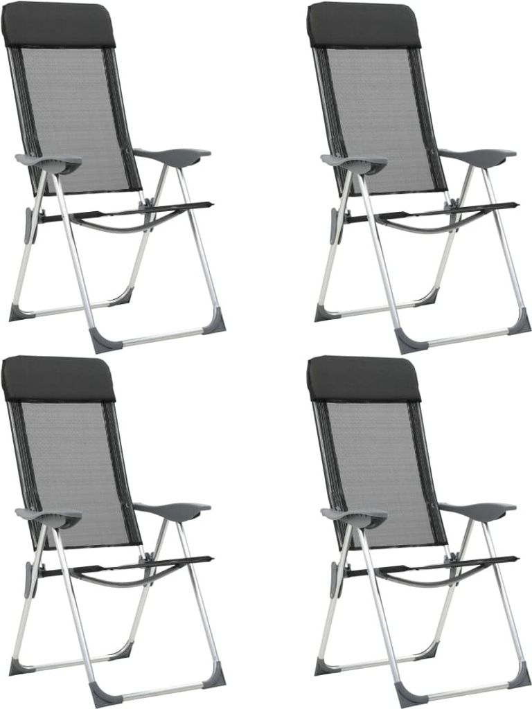 The Living Store Klappbare Campingstühle 4 Stk. Aluminium Schwarz