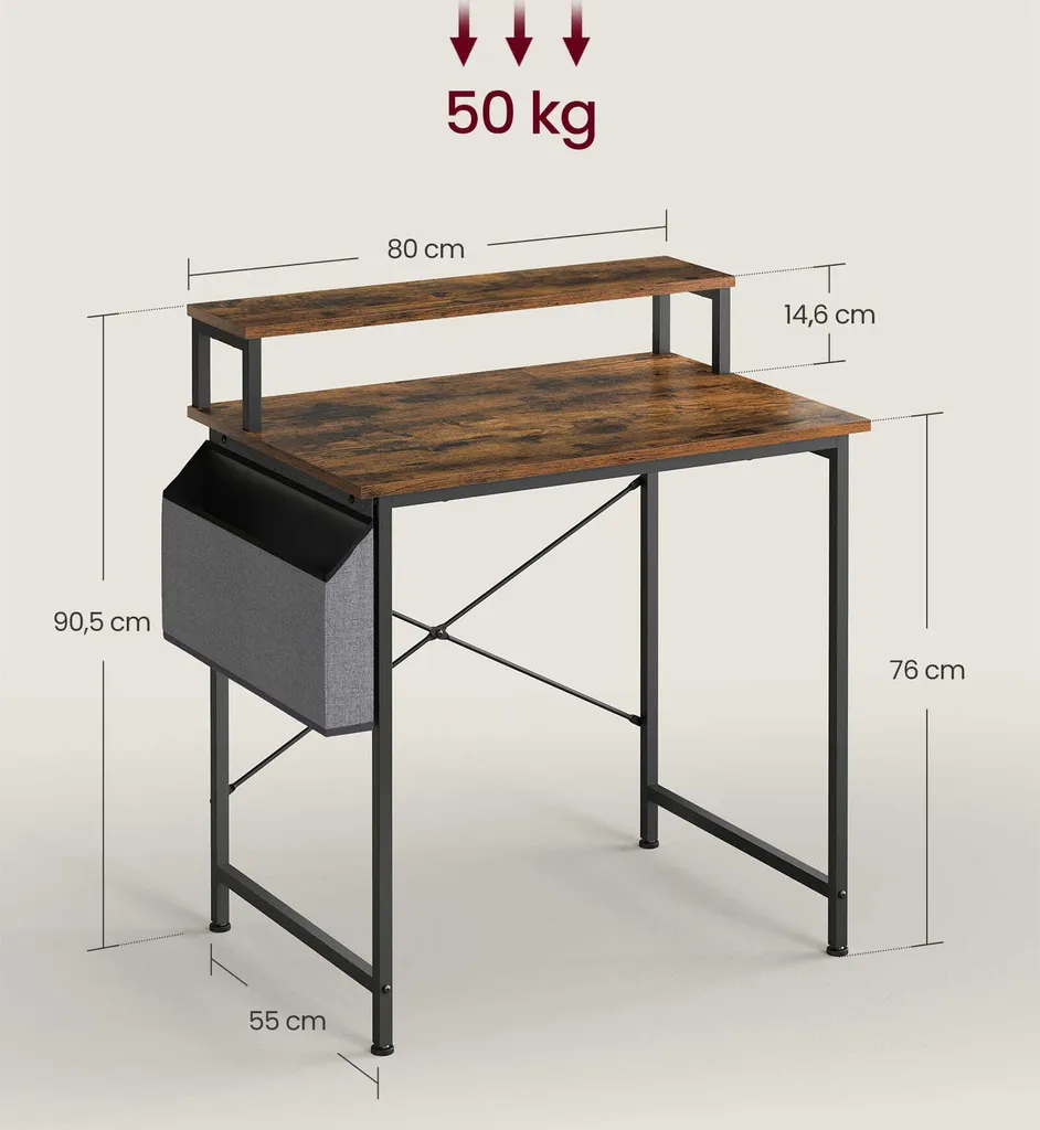 Bureau d'ordinateur Valora LWD080B01V1 avec support d'écran - 9