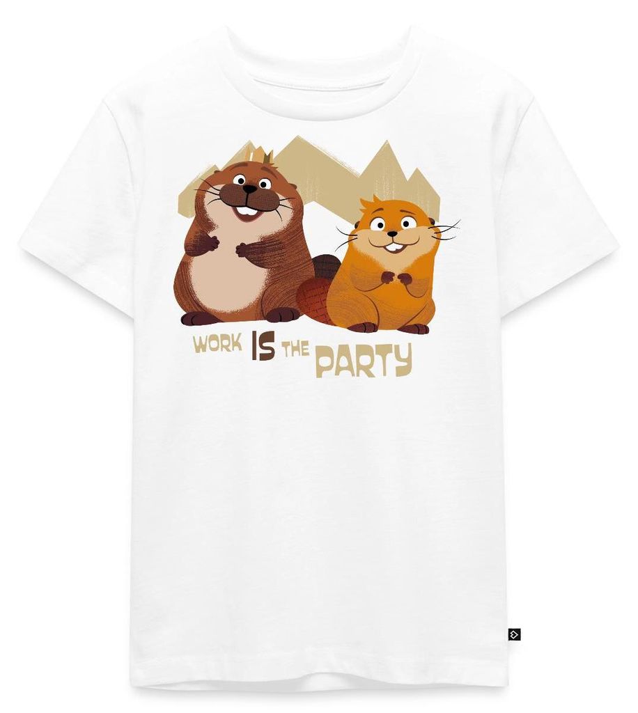 Spreadshirt Hoppers Bieber Work Is The Party Kinder Premium T-Shirt, 98/104 (2 Jahre), Weiß
