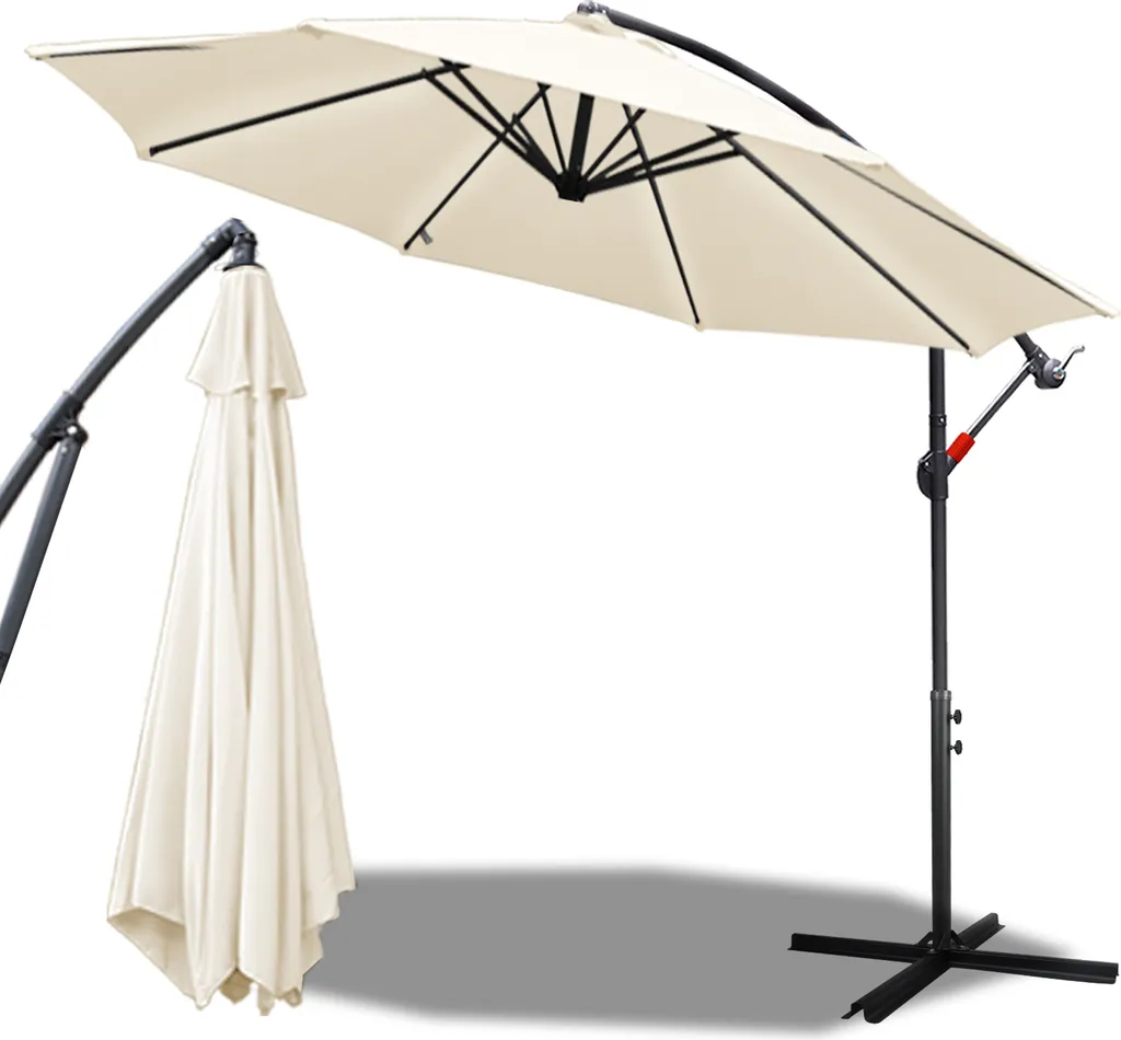 Ombrellone Jopassy 300 cm Ombrellone da balcone Ombrellone da giardino Ombrellone da mercato, beige Ombrellone da terrazza con asta girevole, protezione solare UV30+