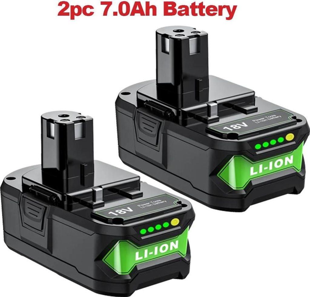 Ersatzakku für Elektrowerkzeuge 18V Li-Ion - Kompatibel mit P108 P104 P107 RB18L50 - 7,0Ah 7000mAh - 2er-Pack - Violett
