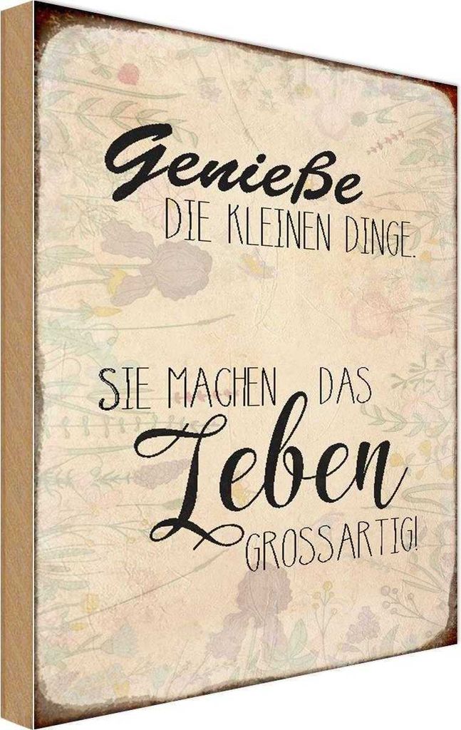 vianmo Holzschild 30x20 cm genieße kleine Dinge Leben Spruch Zitat