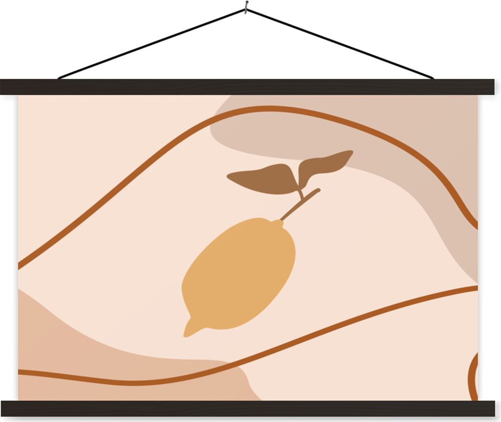 MuchoWow Textilposter Sommer - Zitrone - Obst 60x40 cm mit schwarzem Rahmen - Hölzernes