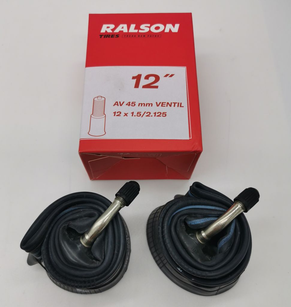 Ralson 2x Schlauch 12 Zoll | 45° abgewinkelt AV Ventil | Kinderwagen Fahrrad Buggy Roller