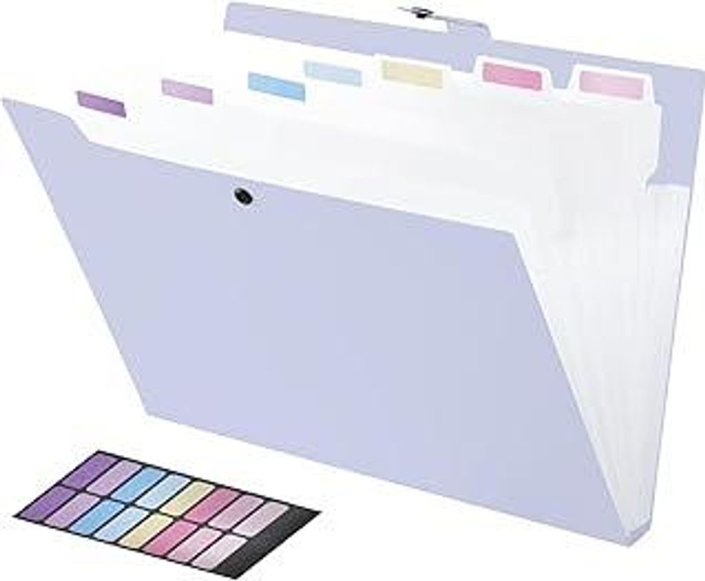 FRETONBA Fächermappe A4 mit 8 Fächer, Dokumentenmappe 1 Stück, Schnellhefter A4 Plastik Stabil Gestaltung des Etiketts, Ringbuch Knopfdesign Ver...