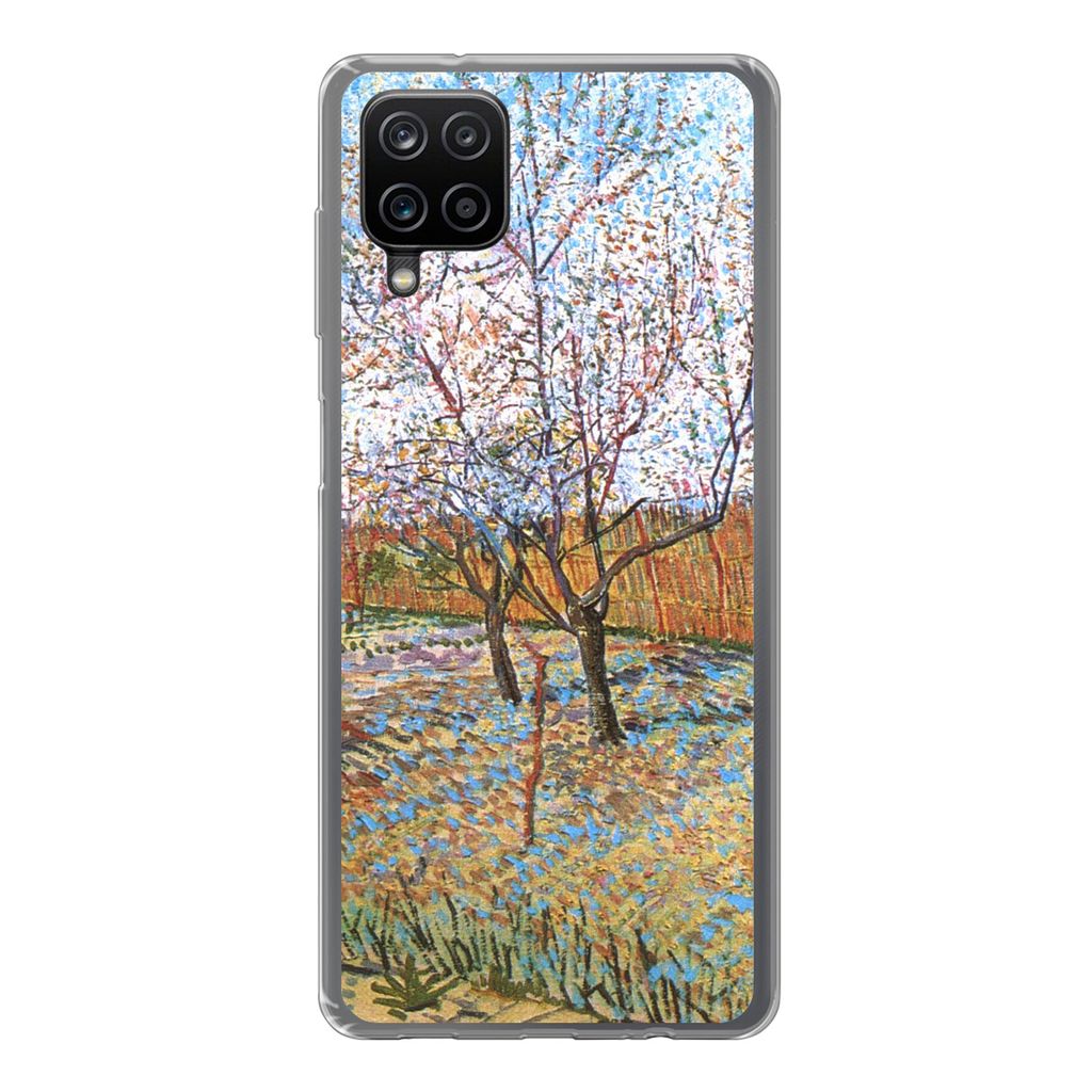 MuchoWow Handyhülle Schutzhülle Hülle für Samsung Galaxy A12 Blühender Pfirsichbaum - Vincent van Gogh Silikon Softcase Handy Hülle - Bild