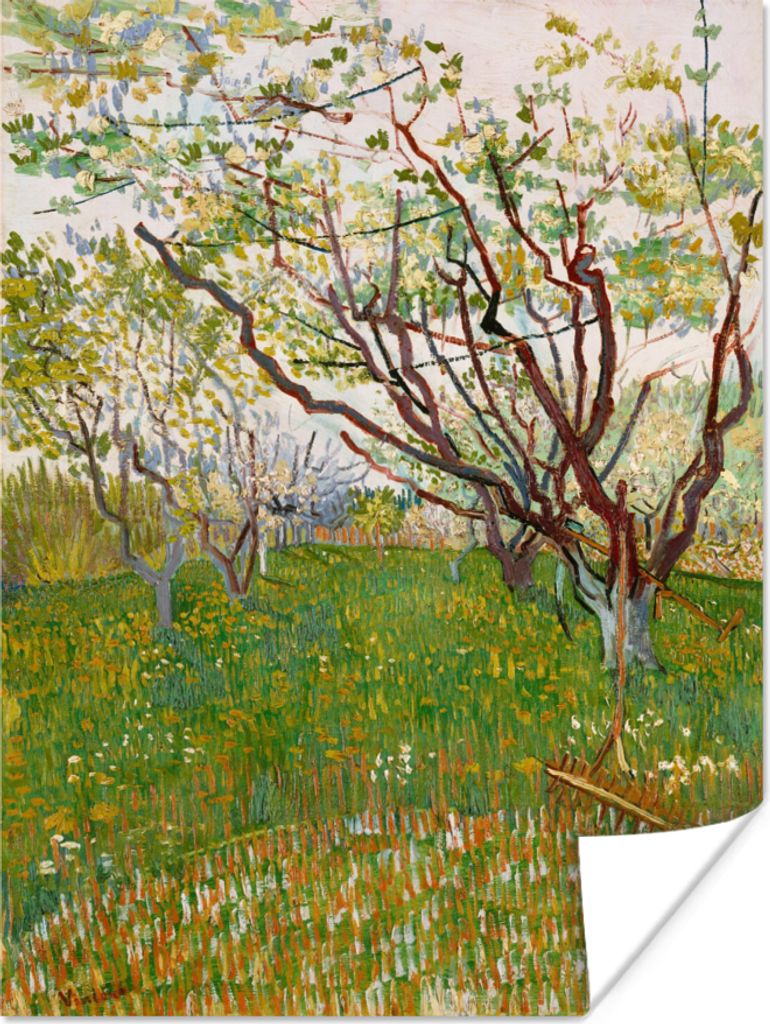 MuchoWow Poster Blühender Obstgarten - Vincent van Gogh 60x80 cm - Schlafzimmer Dekoration