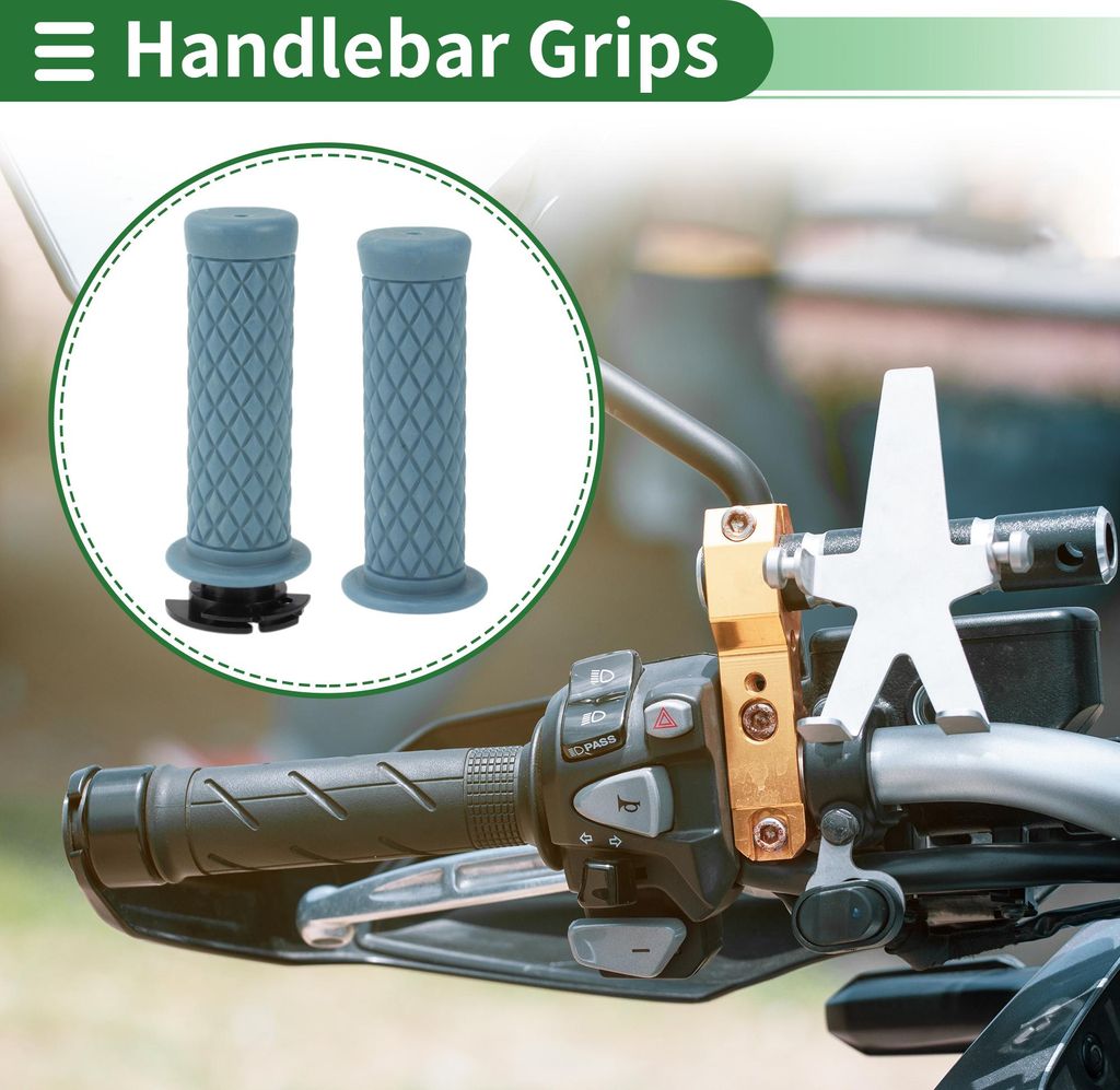 7/8" 22mm 15/16" 24mm Motorrad Lenker Griffe Cover Kit Rutschfest TPU Lenker Hand Griffe für Motorrad Roller Fahrrad ATV Grau Blau 1 Set
