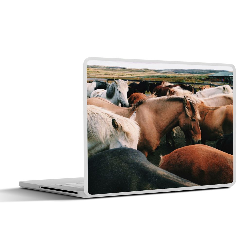 MuchoWow Laptop Aufkleber Sticker Cover Pferde - Tiere - Spiel 40x30 cm - Laptop Dekoration - Selbstklebend