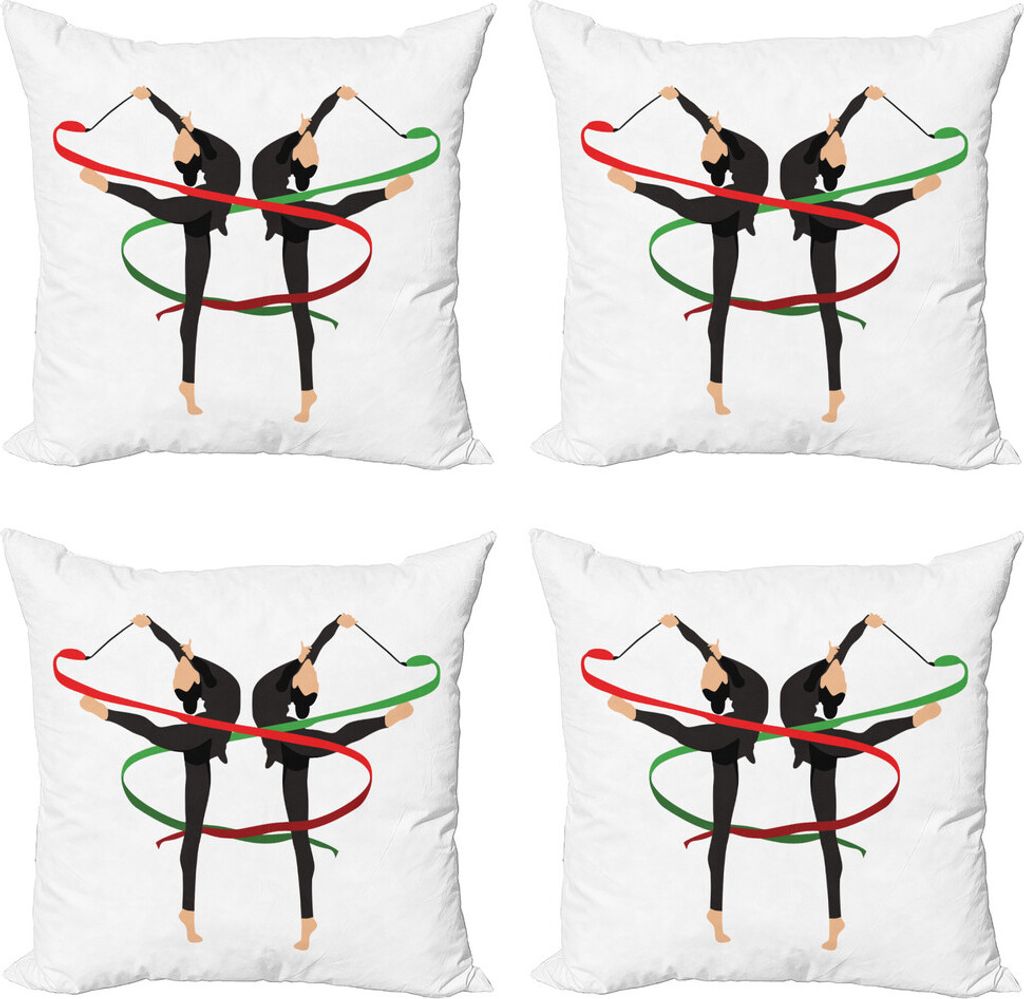 ABAKUHAUS Gymnastik Kissenbezug Set (4 Stück), Olympic Sports Theme, Moderner Doppelseitiger Digitaldruck, 60 cm x 60 cm, Mehrfarbig