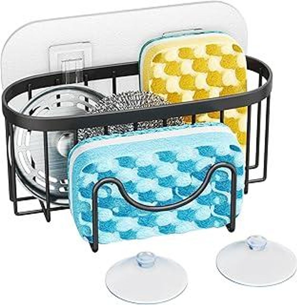 HapiRm 2-in-1 Spülbecken Organizer - Schwammhalter Küche Edelstahl Spülen Organizer, Spülschwammhalter Mit 2 Klebstoff, Schwammhalter Spülbeck...