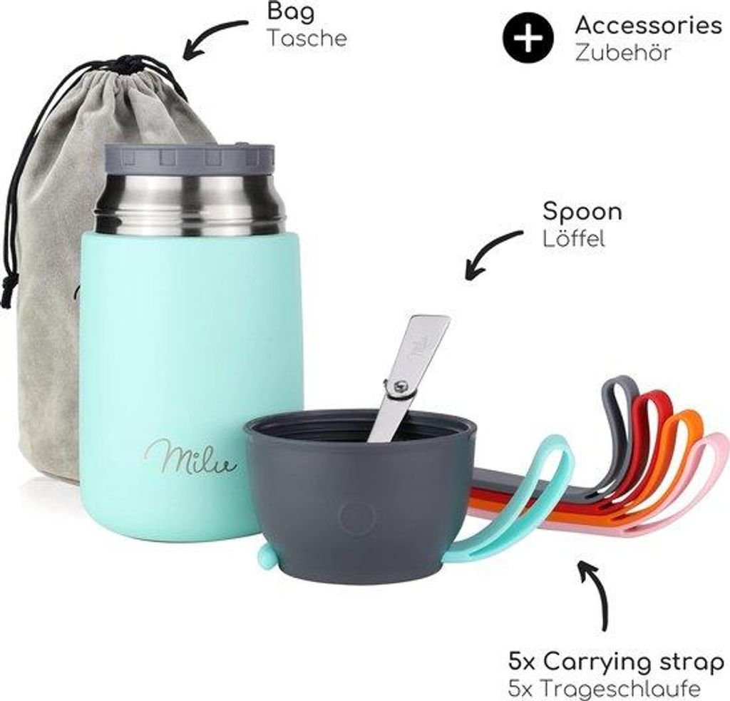 Thermobehälter 800ml Edelstahl Grau