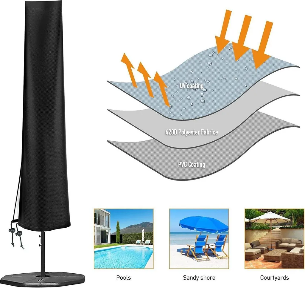 Couverture de Parasol Imperméable H190cm pour Modèle Déporté de 3m 4m