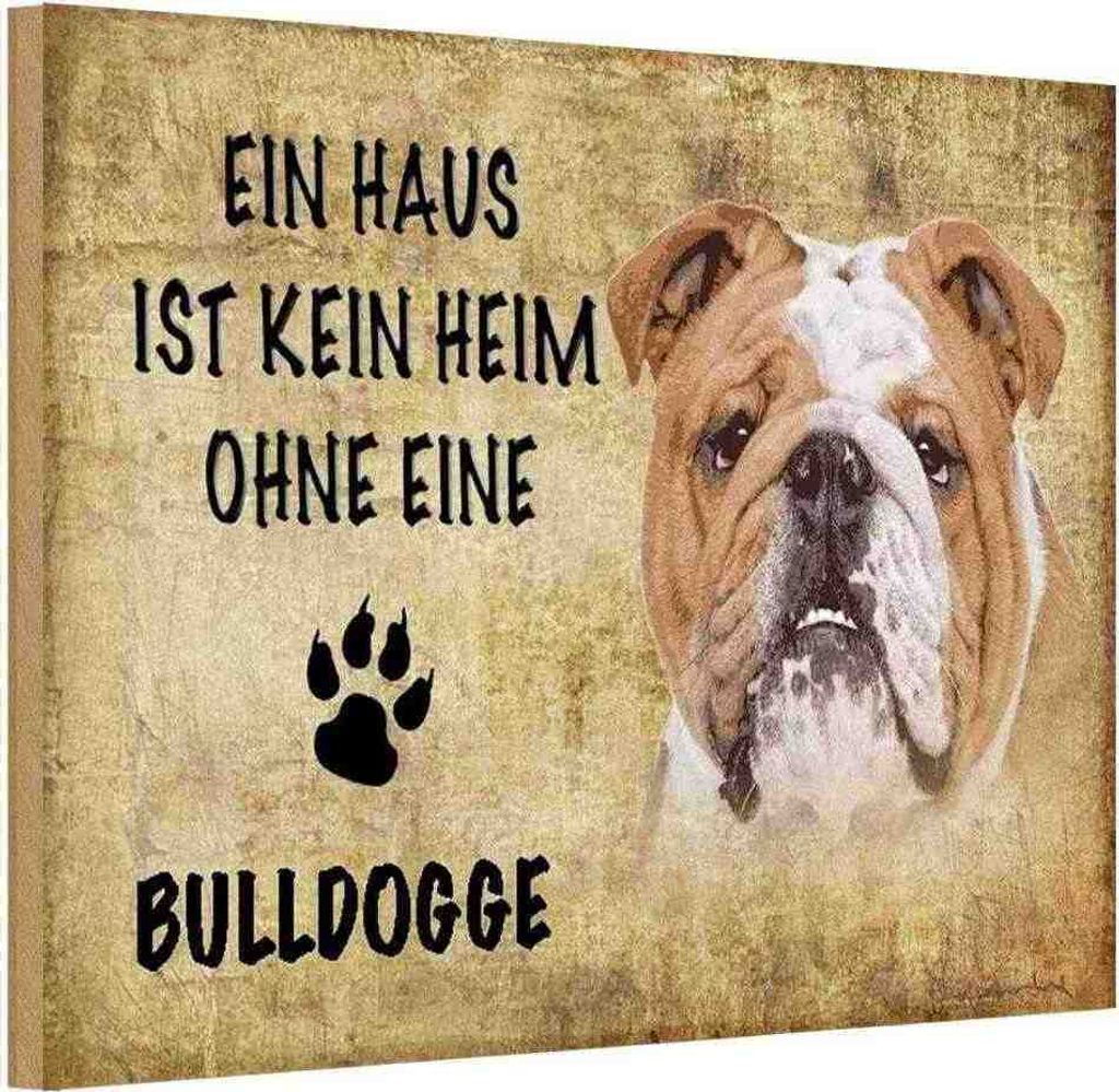 vianmo Holzschild 12x18 cm Bulldoge Hund ohne kein Heim Tier Haustier