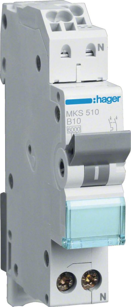 Hager LS-SCHALTER 1P+N 10A-B6KA 1PLE (MKS510 QUICK CONNECT) Produktbild 