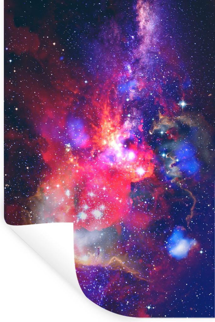 MuchoWow Wandtattoo Wandsticker Wandaufkleber Sterne - Weltraum - Rot 60x90 cm Selbstklebend und Repositionierbar - Sticker - Dekorfolie