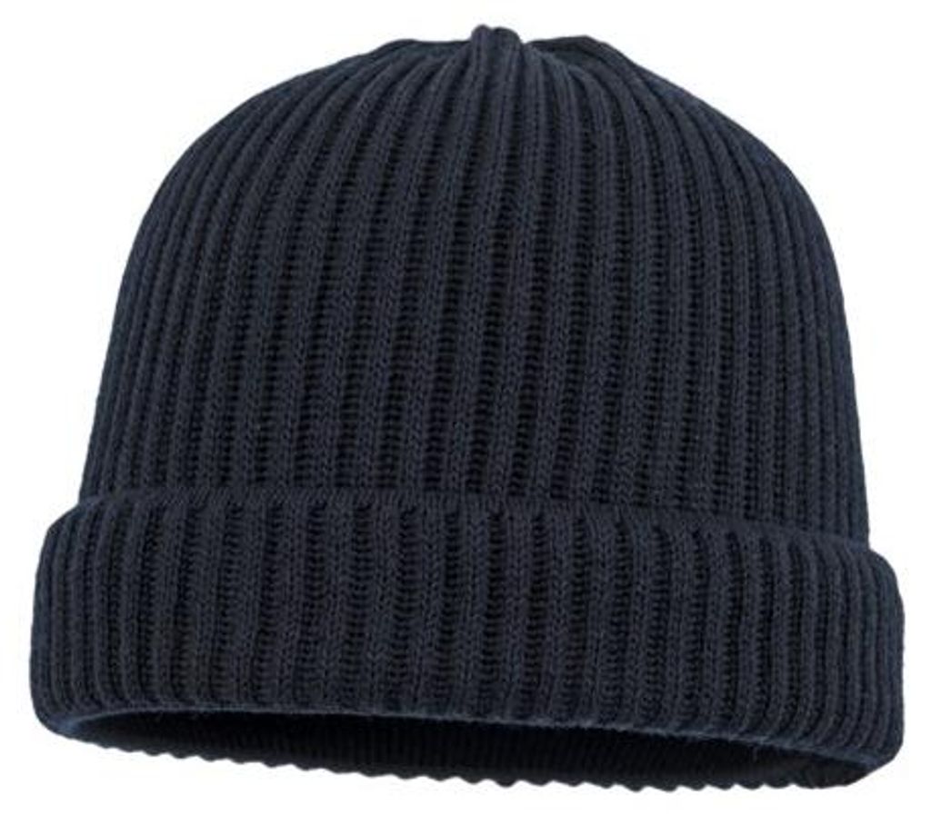Balke XXL Rippen Strickmütze mit Umschlag 100% Merinowolle in blau