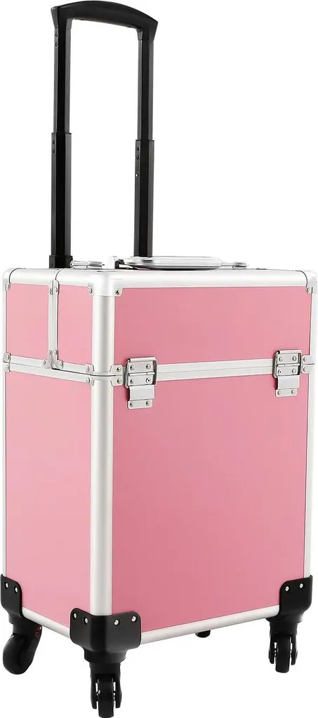 Trolley de maquillage rose 55l en aluminium pour esthéticienne