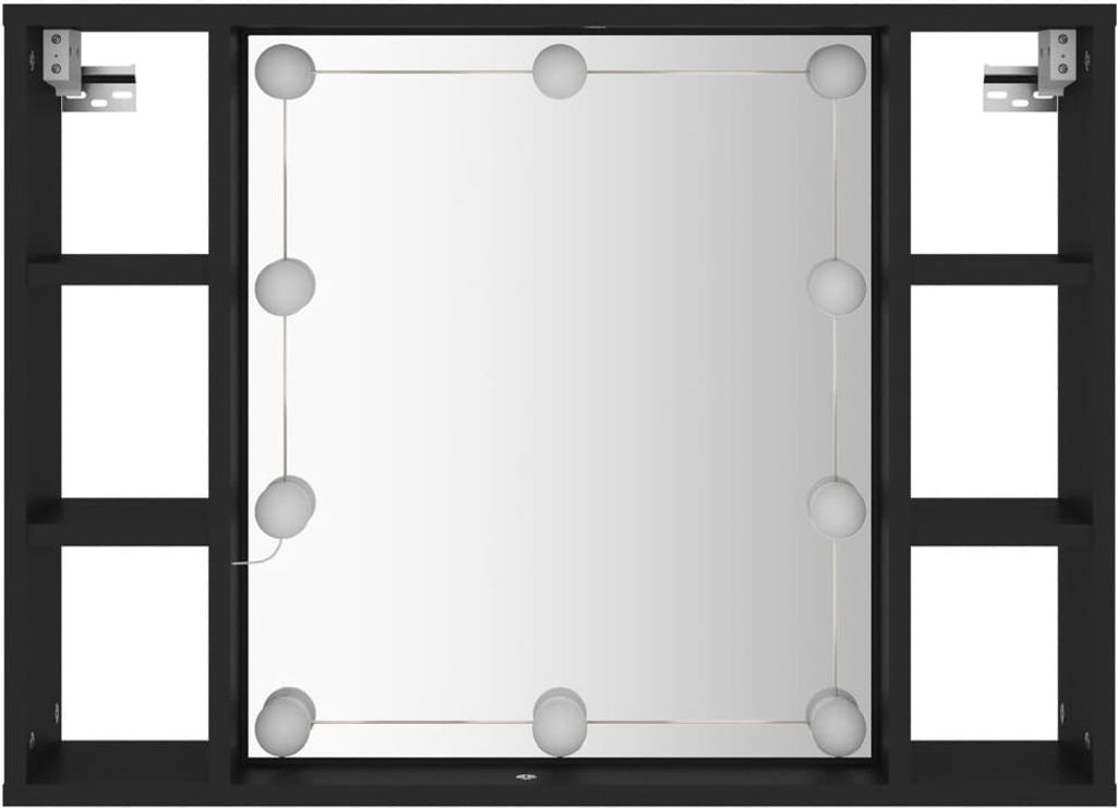 vidaXL Spiegelschrank mit LED Schwarz 76x15x55 cm Produktbild 4