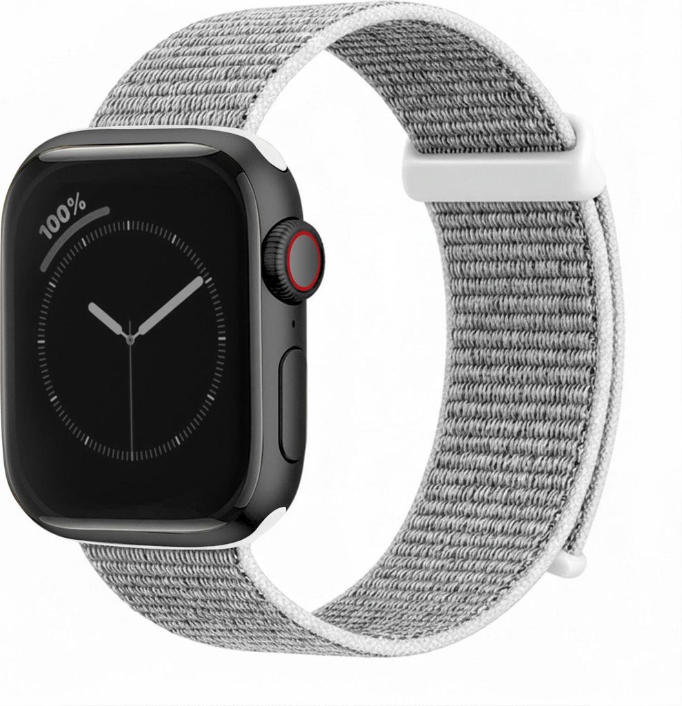 Smartwatch Armband für Apple Watch Series 9 41mm Nylon Textil Band Ersatzband Wechselband Klettverschluss flexibel atmungsaktiv Grau