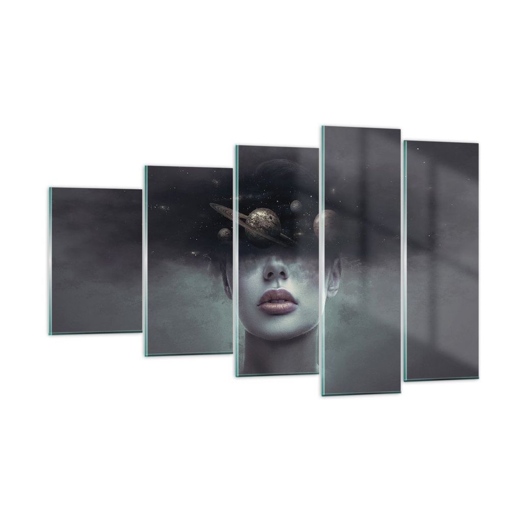 Bilder auf glas - 5 Teile - Quinoa Frau Gesicht - 100x60cm - Glasbilder - Wandbilder - Bilder - zum Aufhängen bereit - Wanddekoration aus Glas - G...
