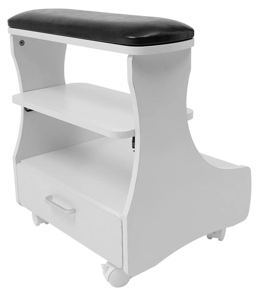 Pedikürewagen - Fußbadhocker mit Rollen - Tragbar - Montage erforderlich - 52×41×55 cm - Weiß