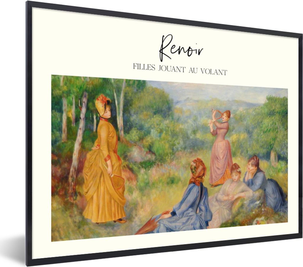 MuchoWow Gerahmtes Poster Filles Jouant au volant - Renoir - Gemälde 80x60 cm - Poster mit Schwarzem Bilderrahmen Wandposter Rahmen Foto Bilder ...
